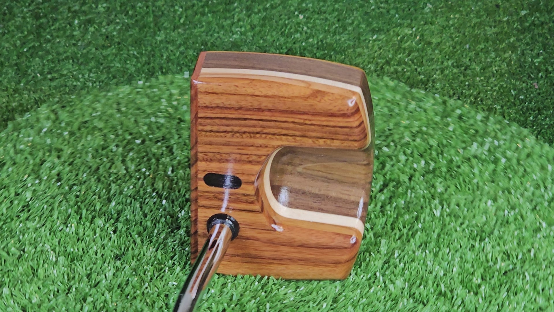 Rosewood Exotic Wood Putter with walnut and Canarywood base