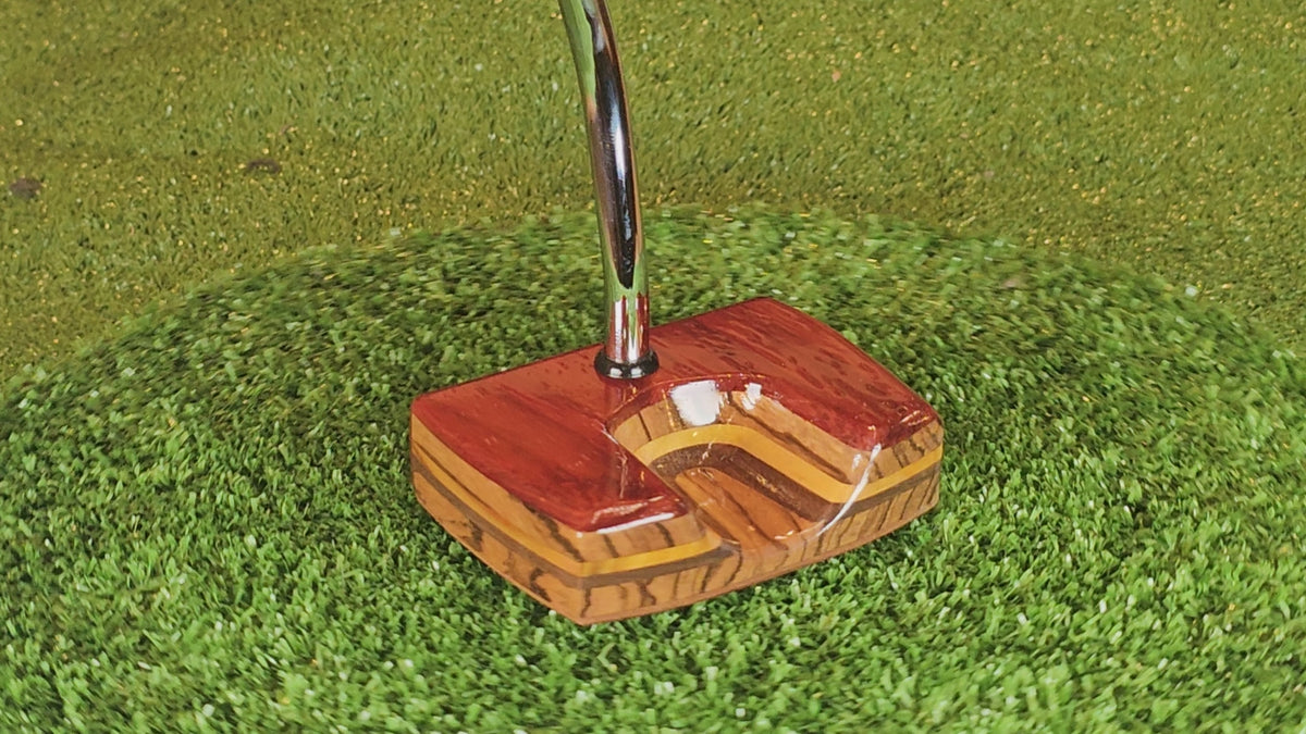 Bandolier Putter Padauk and Zebrawood zero torque center shaft Woodrich Regal Putter