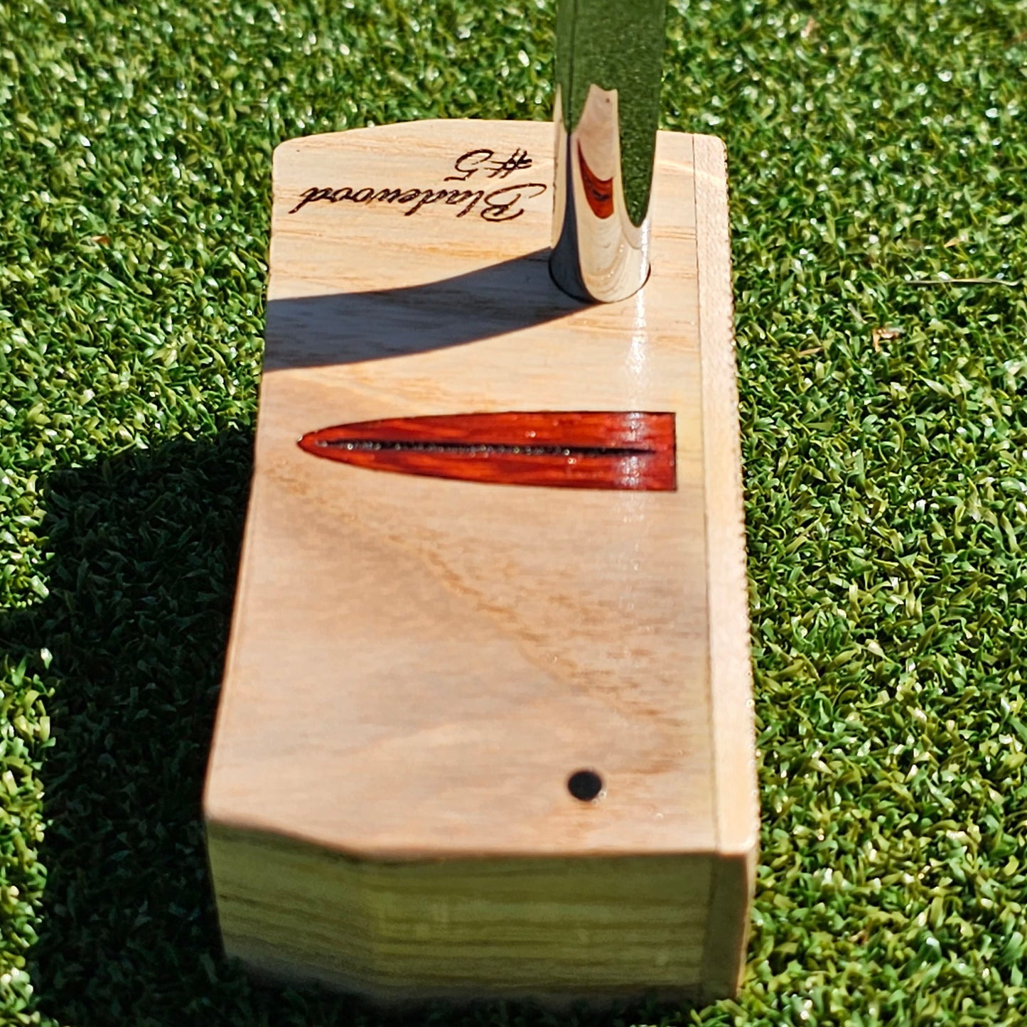 Red Oak body and face plate putter with Padauk inlay