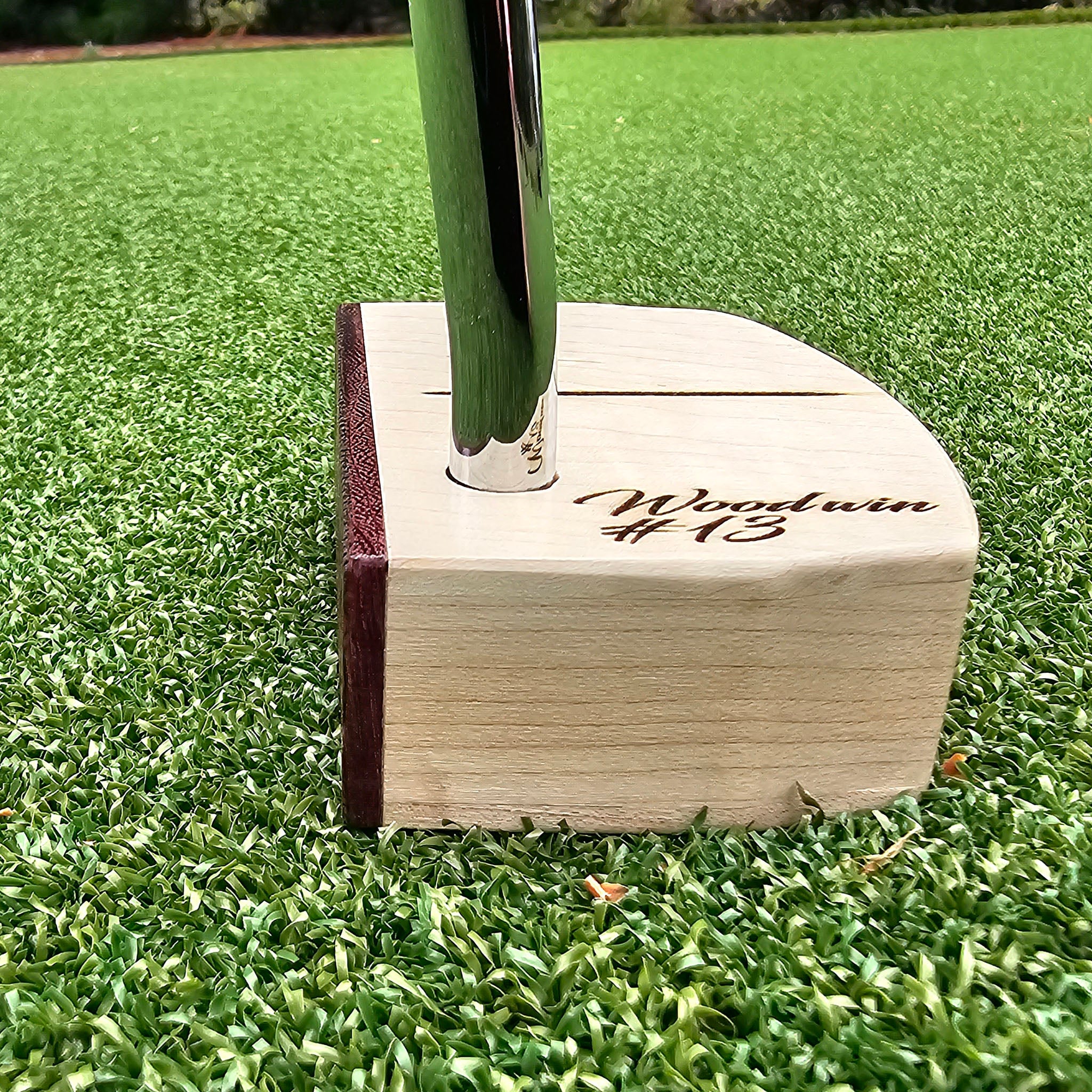 Maple Body, curly maple top putter with Purpleheart Face plate