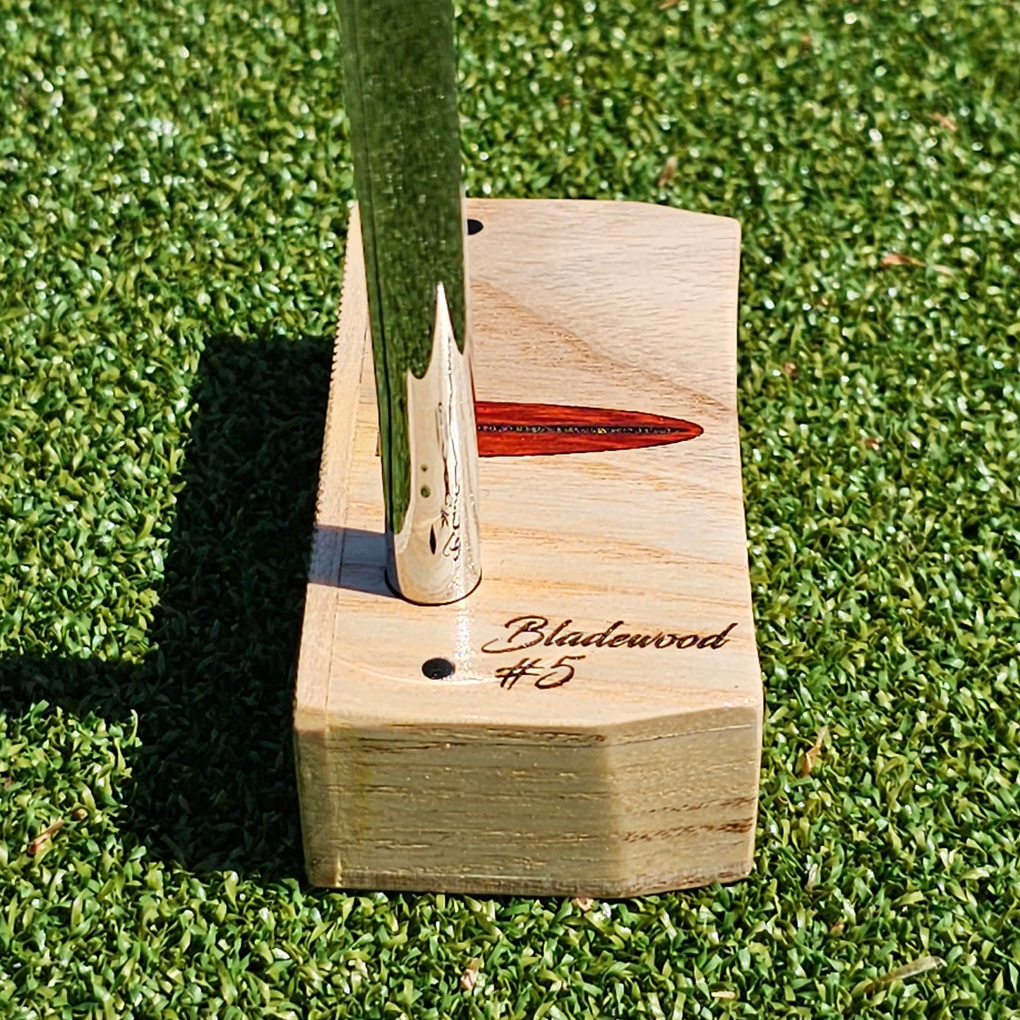 Red Oak body and face plate putter with Padauk inlay