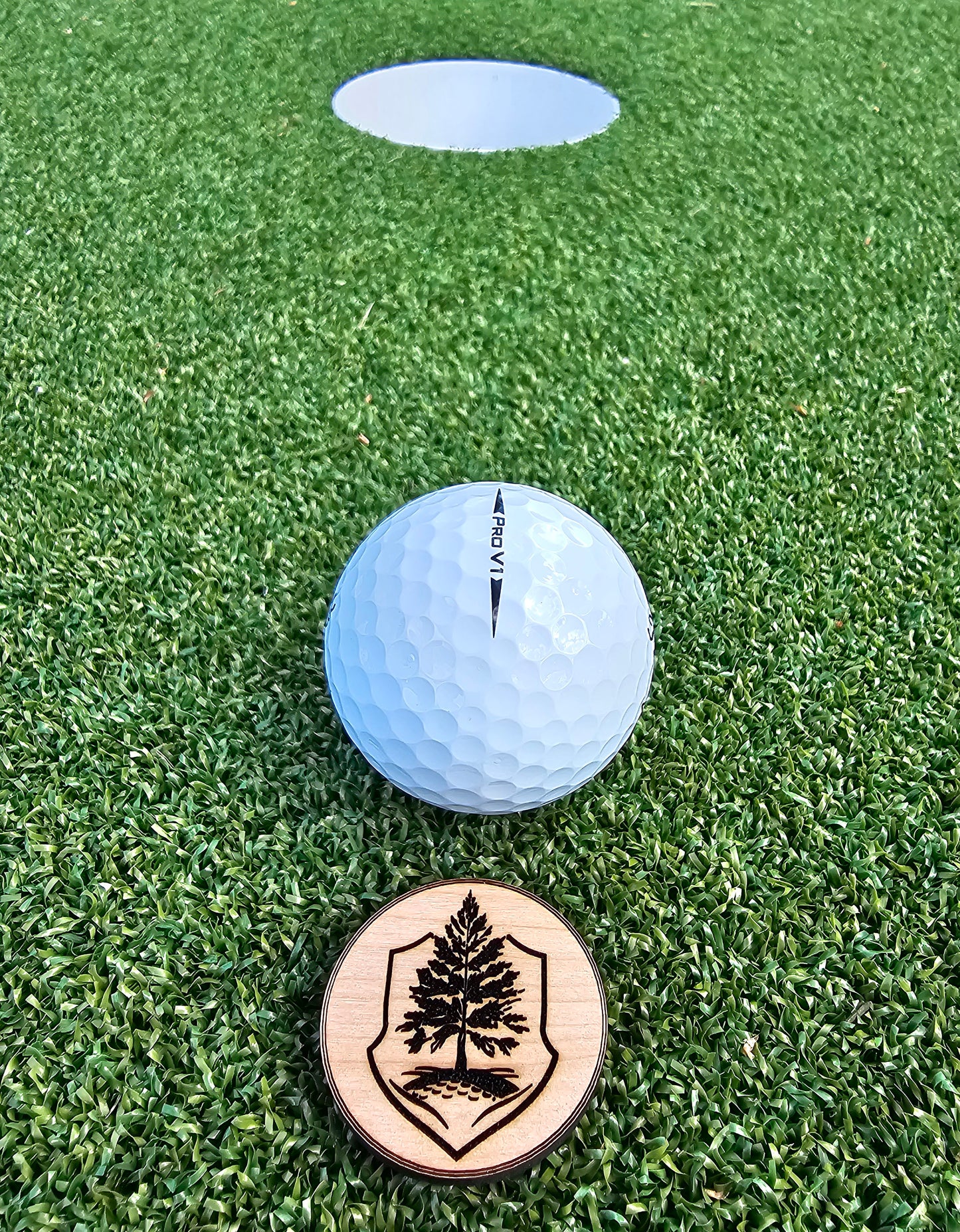 Laser etched ball markers (2 pack) with TimberTouch logo