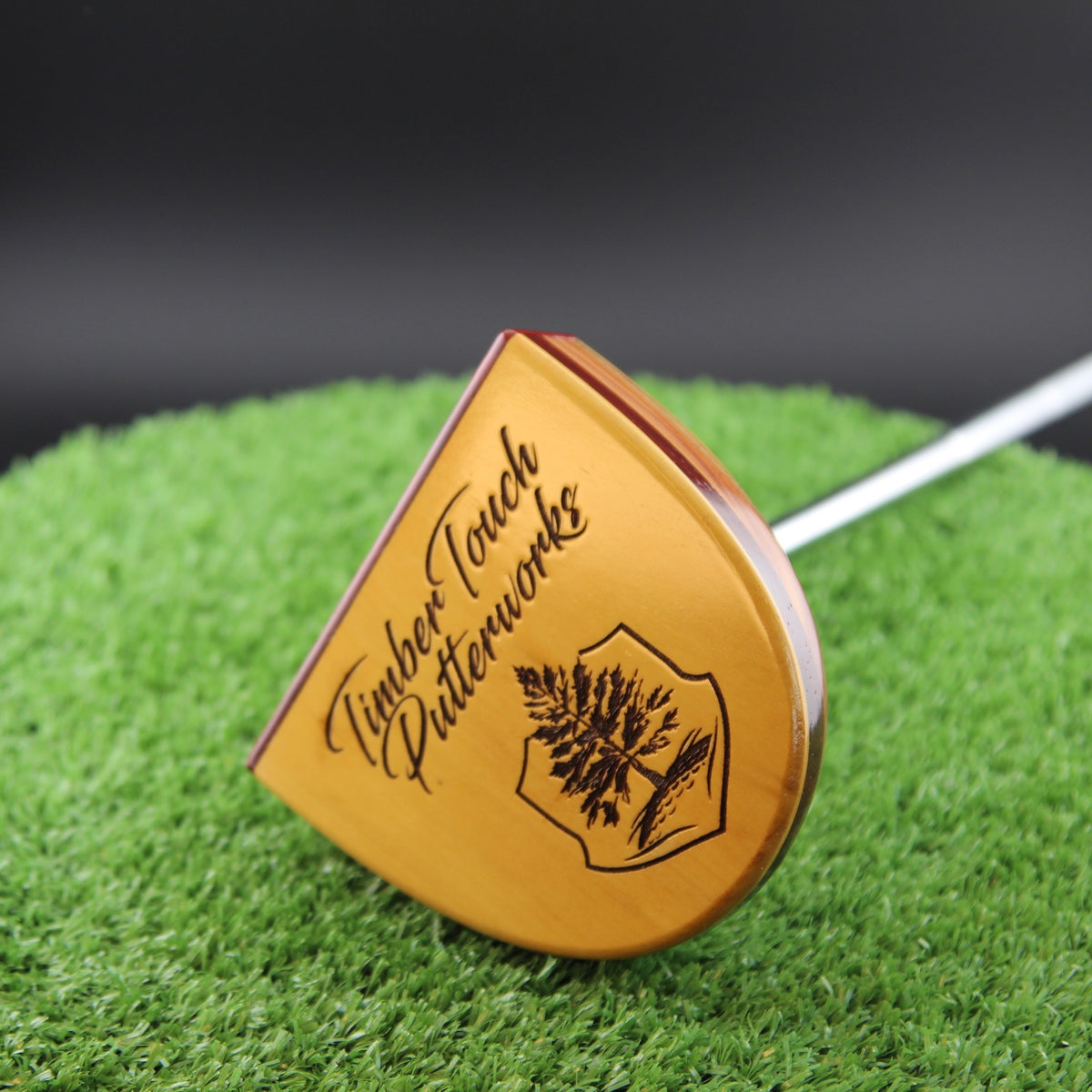 TimberTouch Amarillo Putter FATTY wood putter, Yellowheart and Padauk, zero torque center shaft – sole with brand engraving