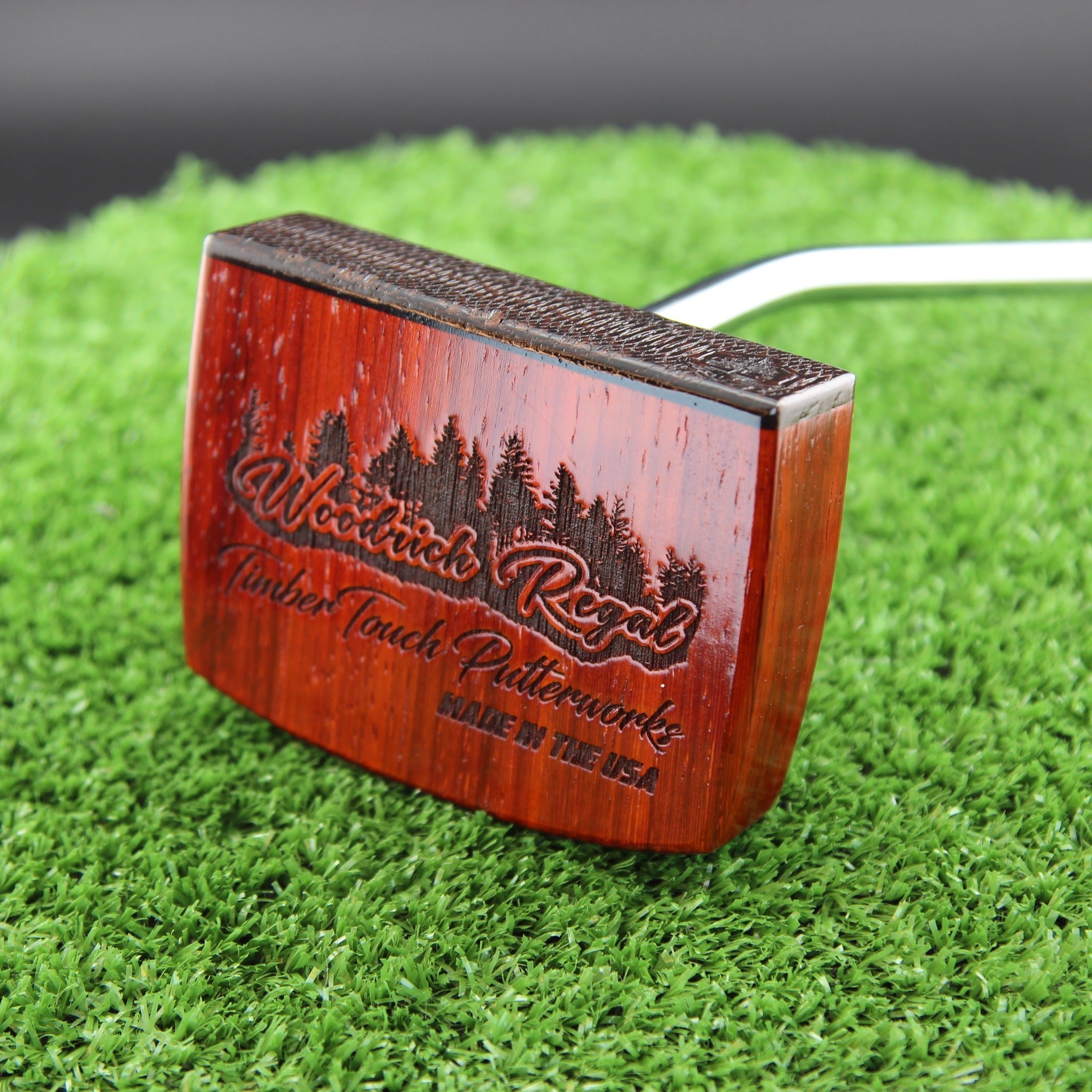 TimberTouch Bloodline blade wood putter with Padauk, Wenge and Bloodwood center shaft zero torque – back view