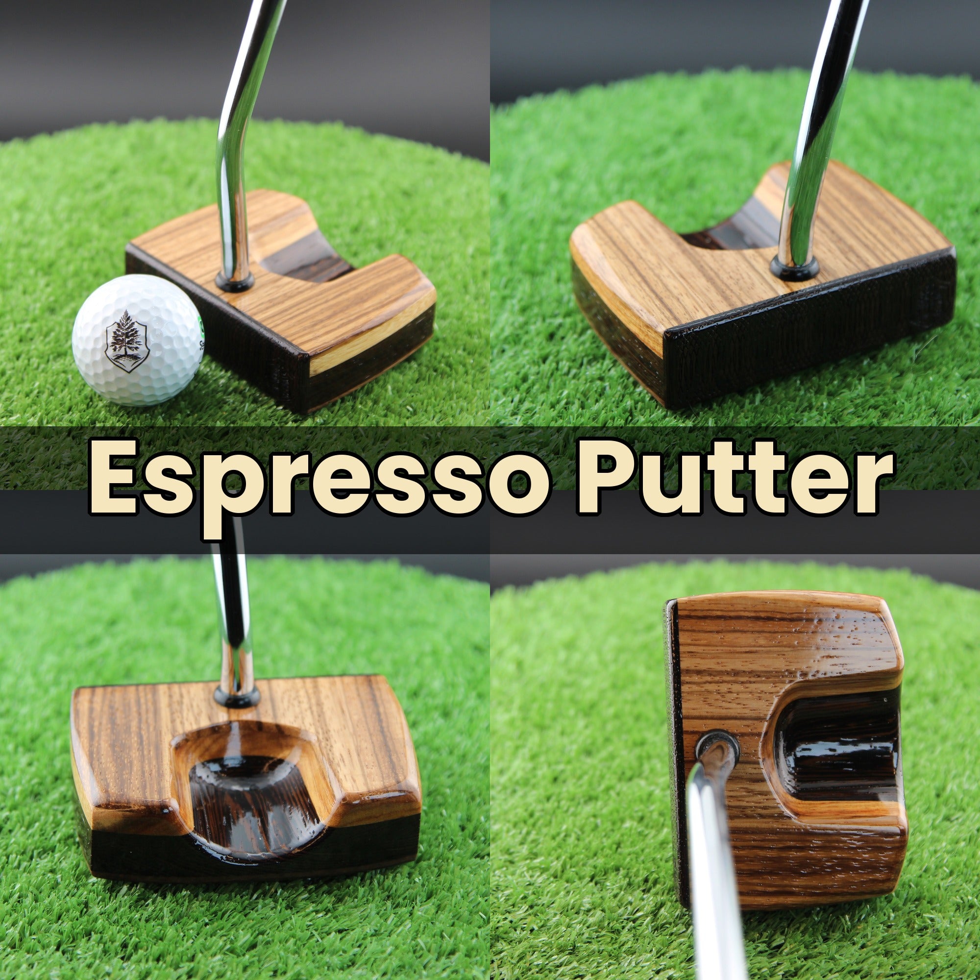 Espresso style Leopardwood and Wenge zero torque center shaft Woodrich Regal Putter