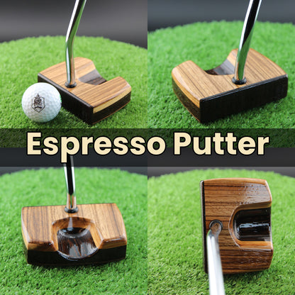 Espresso style Leopardwood and Wenge zero torque center shaft Woodrich Regal Putter