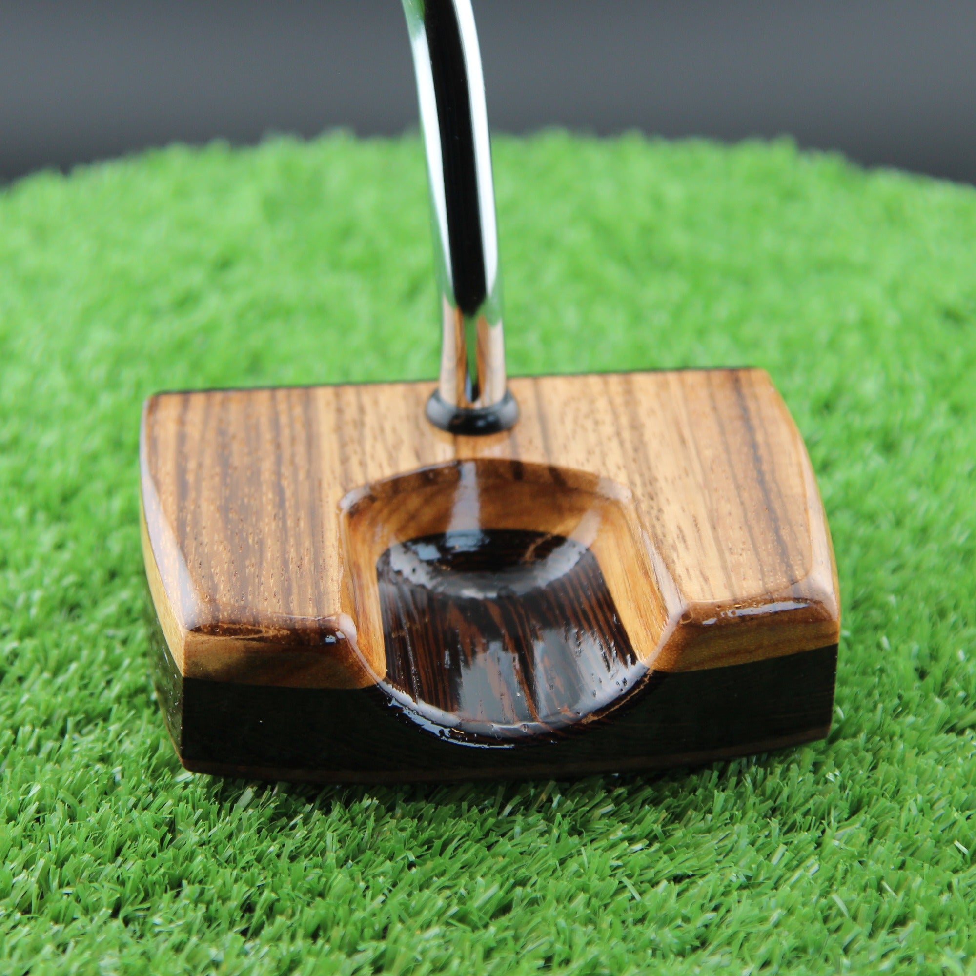 Espresso style Leopardwood and Wenge zero torque center shaft Woodrich Regal Putter