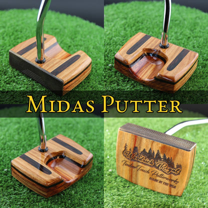 Midas Putter Canarywood with Brass Face zero torque center shaft Woodrich Regal Putter