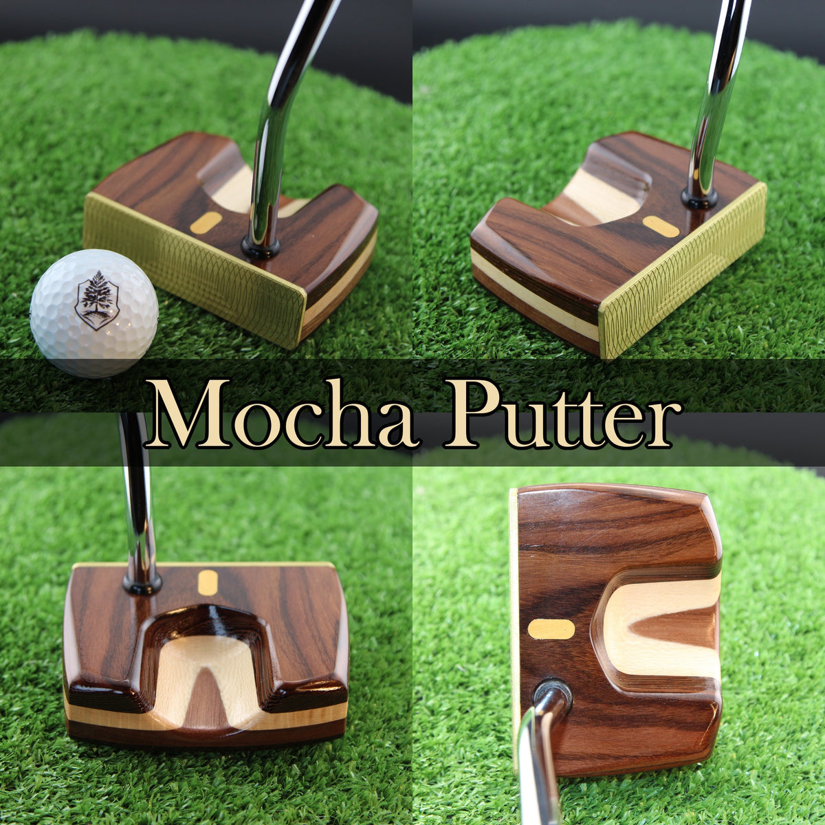 Mocha Putter Rosewood with Bright Brass Face Woodrich Regal Putter