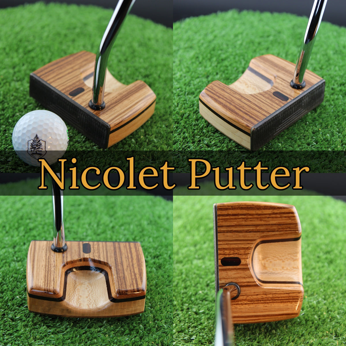 Nicolet Putter Zebrawood and Sycamore with Brass Face Woodrich Regal Putter