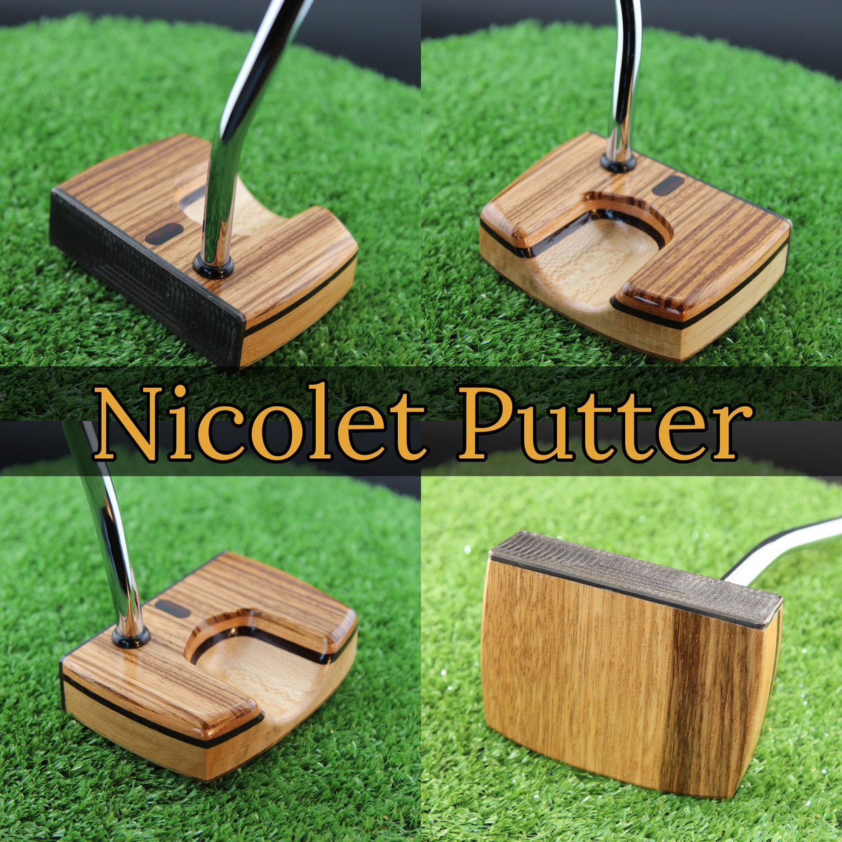 Nicolet Putter Zebrawood and Sycamore with Brass Face Woodrich Regal Putter