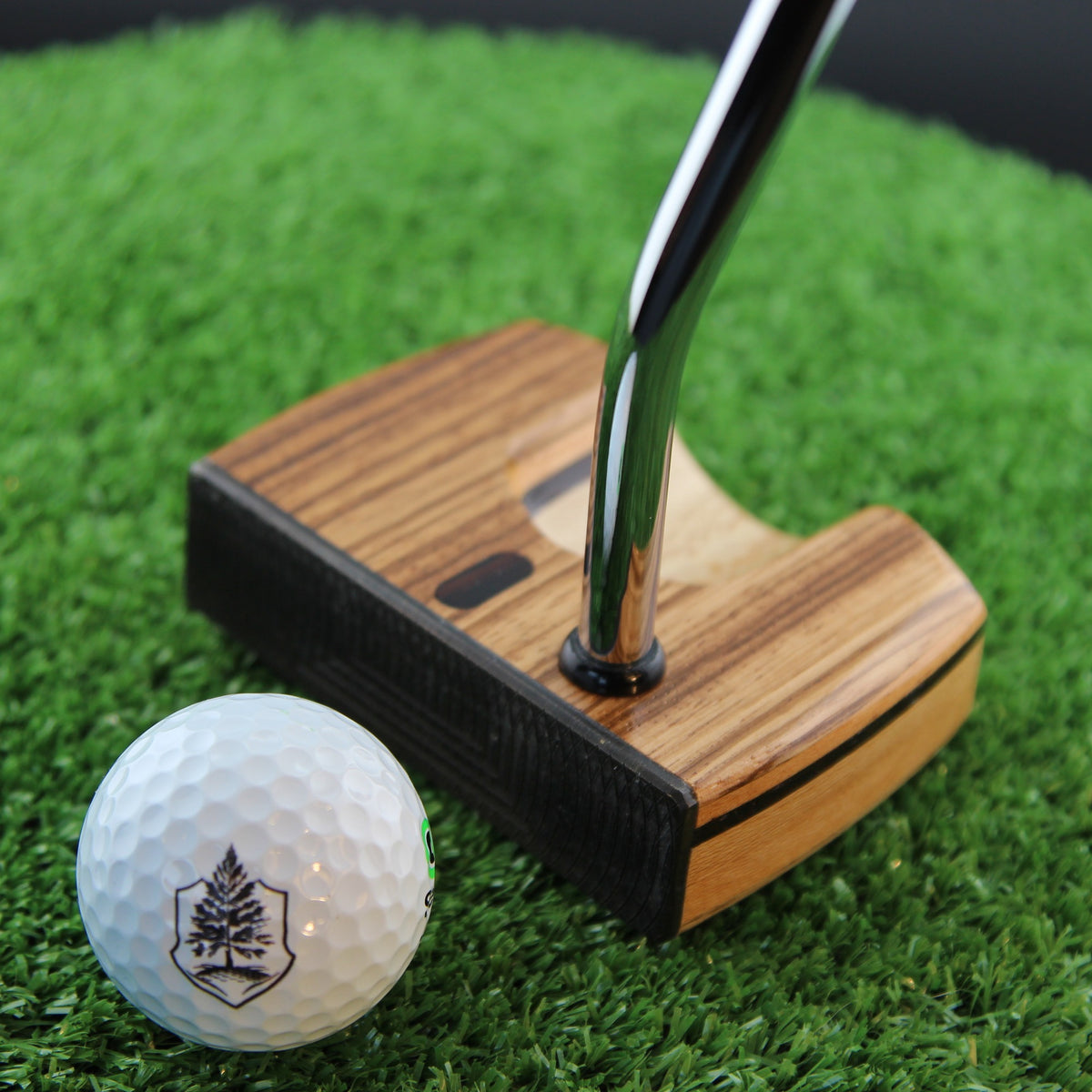Nicolet Putter Zebrawood and Sycamore with Brass Face Woodrich Regal Putter