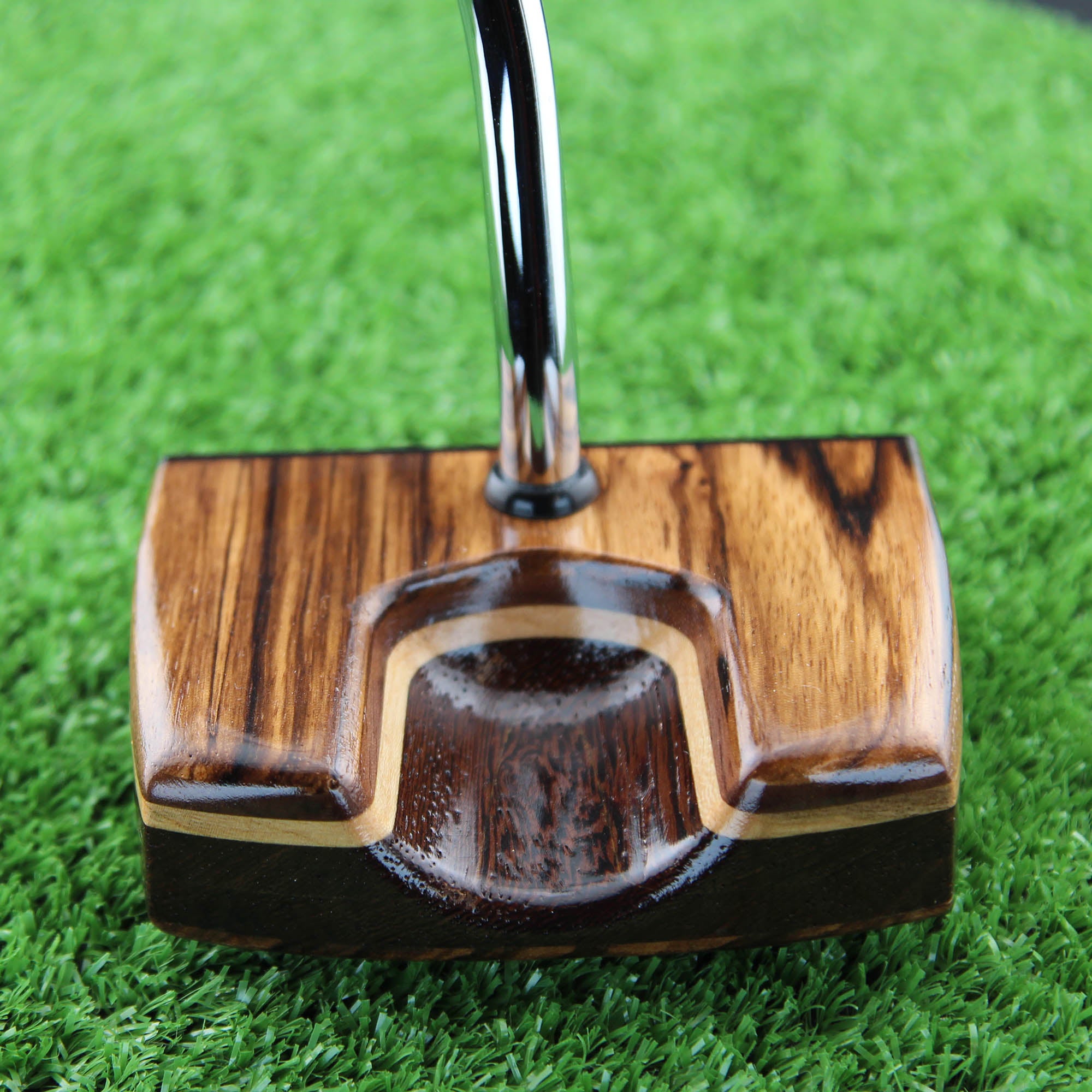 TimberTouch wood putter with Zebrawood center shaft zero torque