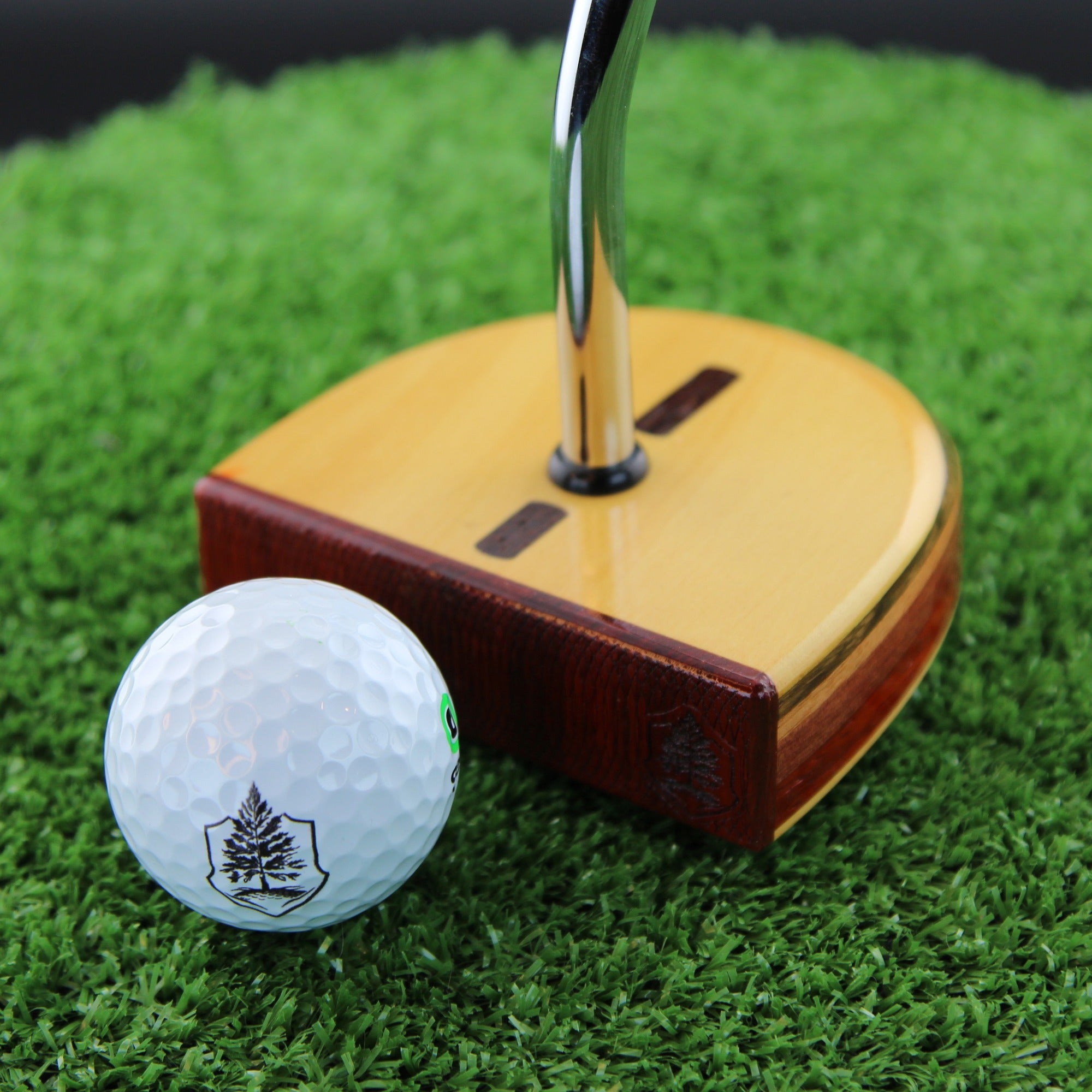 TimberTouch FATTY mallet wood putter with Yellowheart, Canarywood and Padauk center shaft zero torque