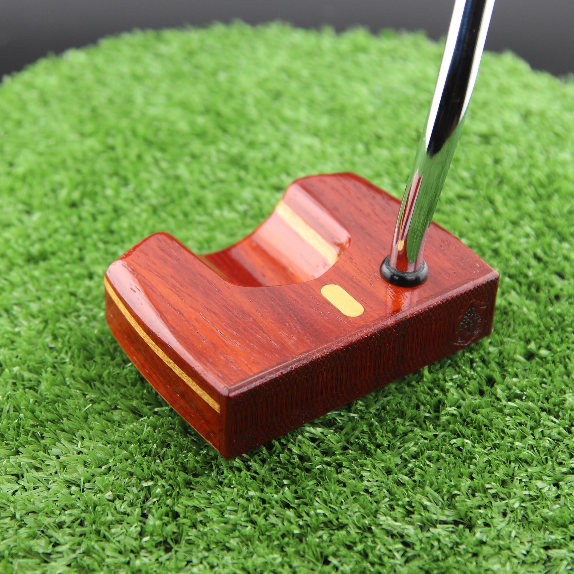 TimberTouch Woodrich putter in Padauk, Walnut and Canarywood - heel view