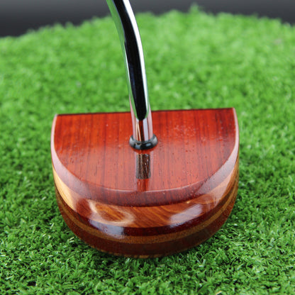 TimberTouch mallet wood putter with Padauk, Zebrawood and Cedar center shaft zero torque – toe view