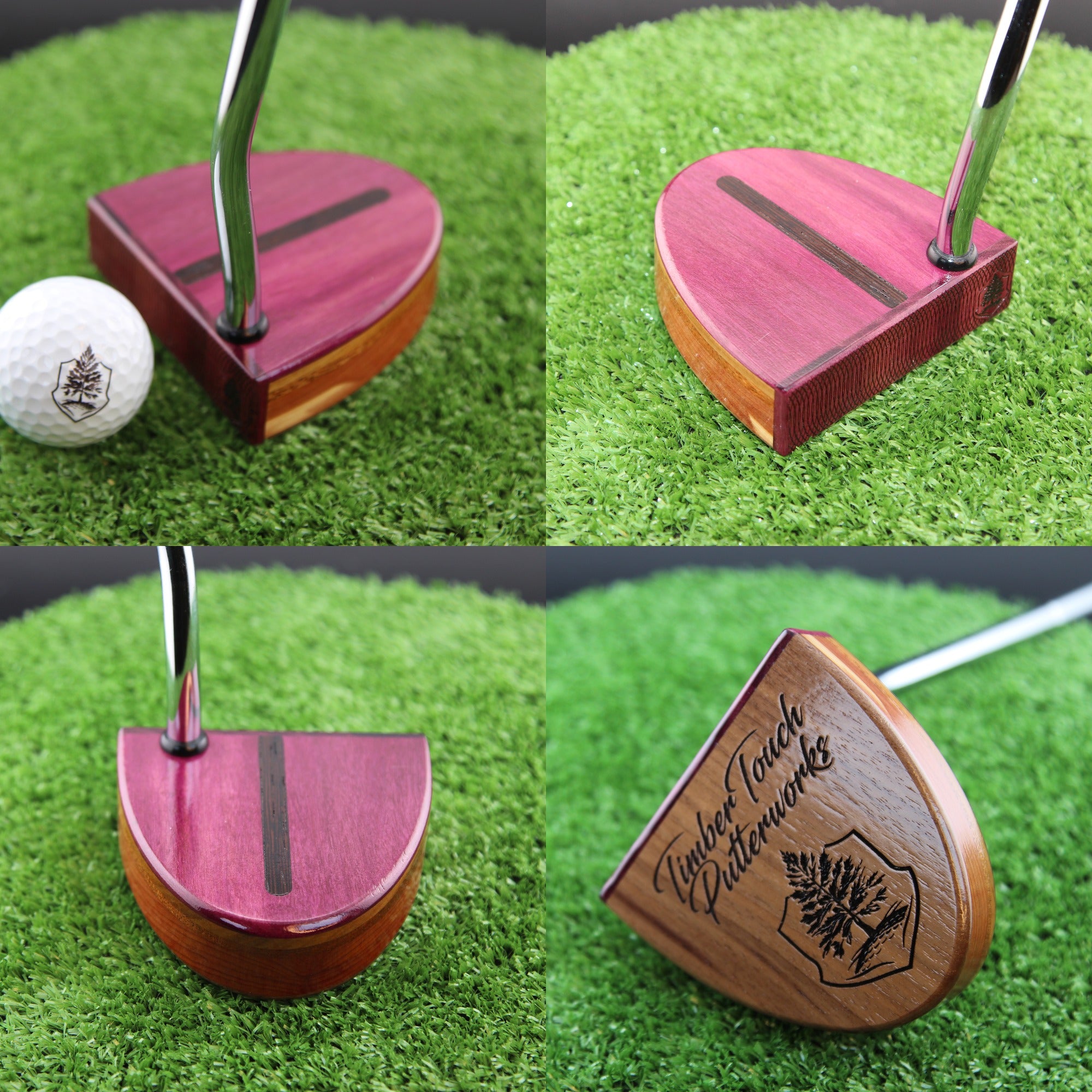 Purpleheart with Cedar and others Woodford putter TimberTouch Putterworks