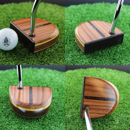 Rosewood exotic wood putter with Wenge wood inlay and walnut and layered body