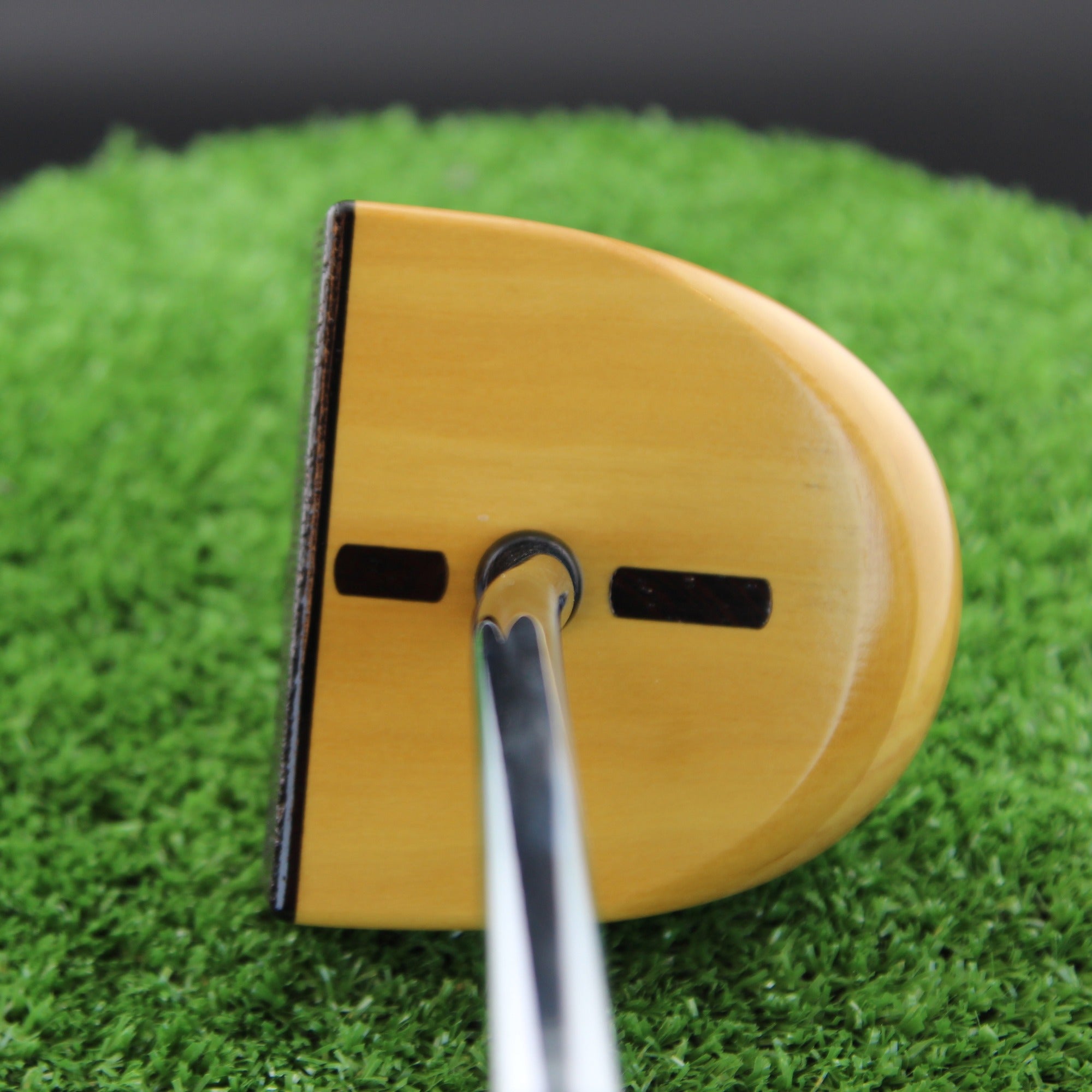 TimberTouch FATTY mallet wood putter with Yellowheart center shaft zero torque – back view