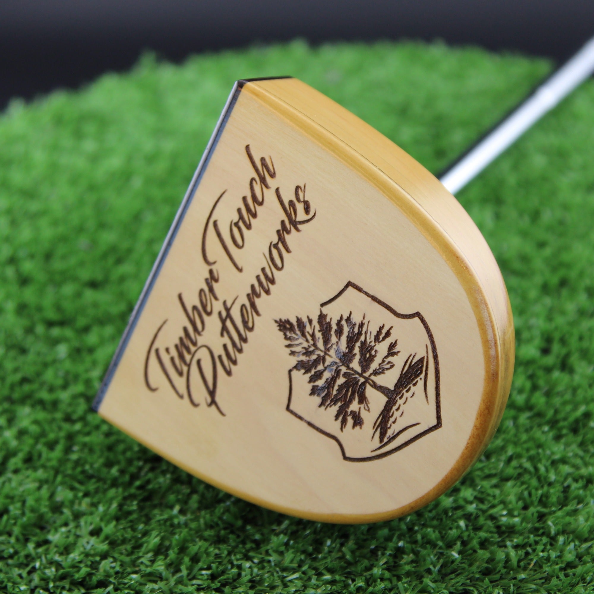 TimberTouch FATTY mallet wood putter with Yellowheart center shaft zero torque – sole with brand engraving
