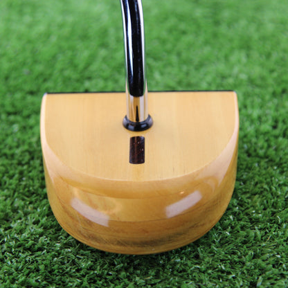 TimberTouch FATTY mallet wood putter with Yellowheart center shaft zero torque – toe view