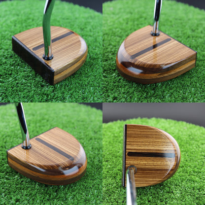 Zebrawood striking exotic wood putter with inlay and walnut and layered body