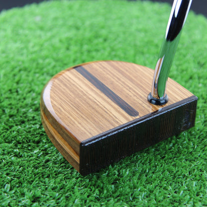 Zebrawood striking exotic wood putter with inlay and walnut and layered body