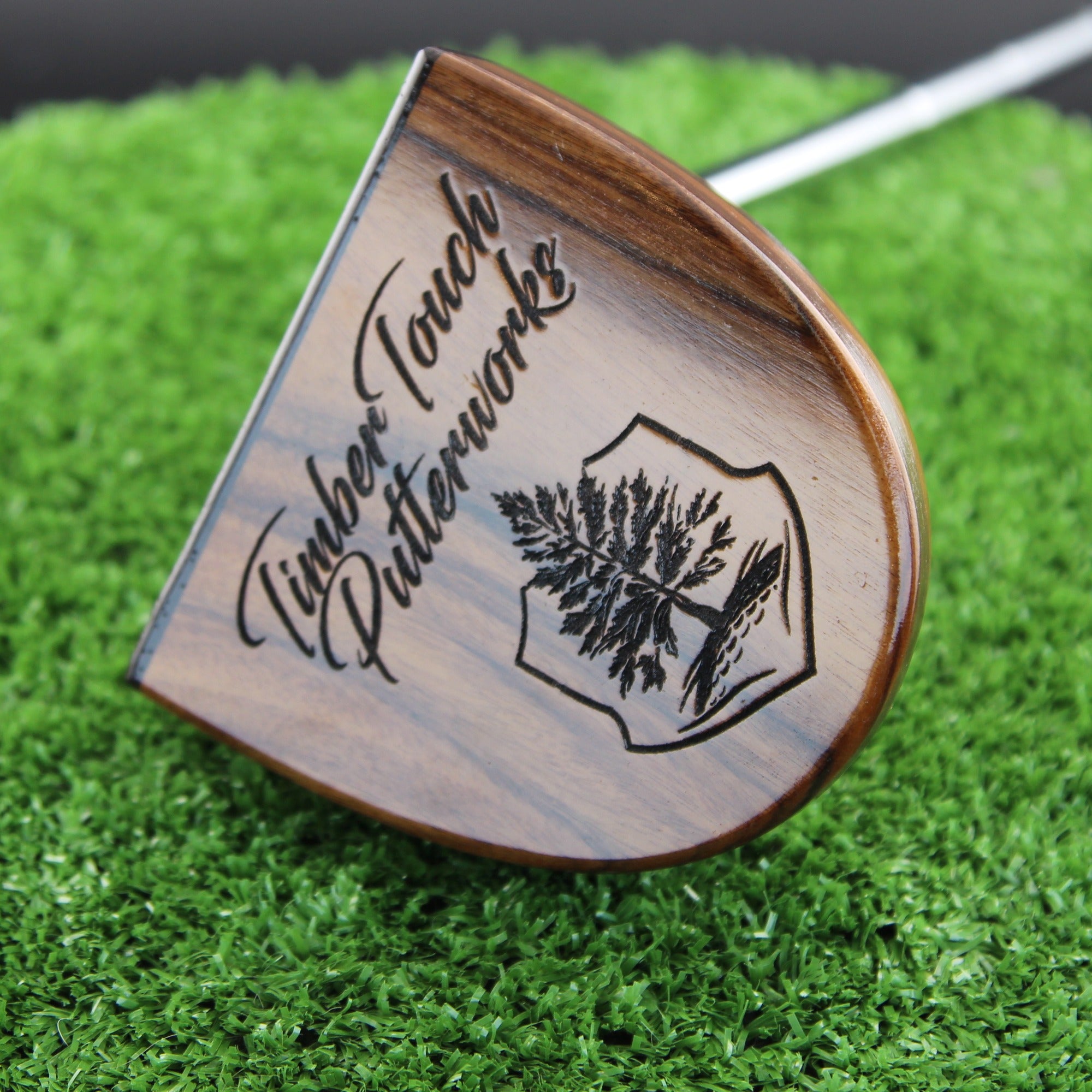 Zebrawood striking exotic wood putter with inlay and walnut and layered body