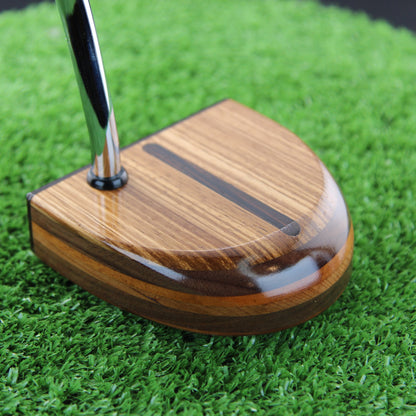 Zebrawood striking exotic wood putter with inlay and walnut and layered body