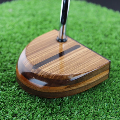 Zebrawood striking exotic wood putter with inlay and walnut and layered body