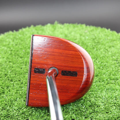 TimberTouch RedHat mallet wood putter with Purpleheart and Padauk center shaft zero torque – back view