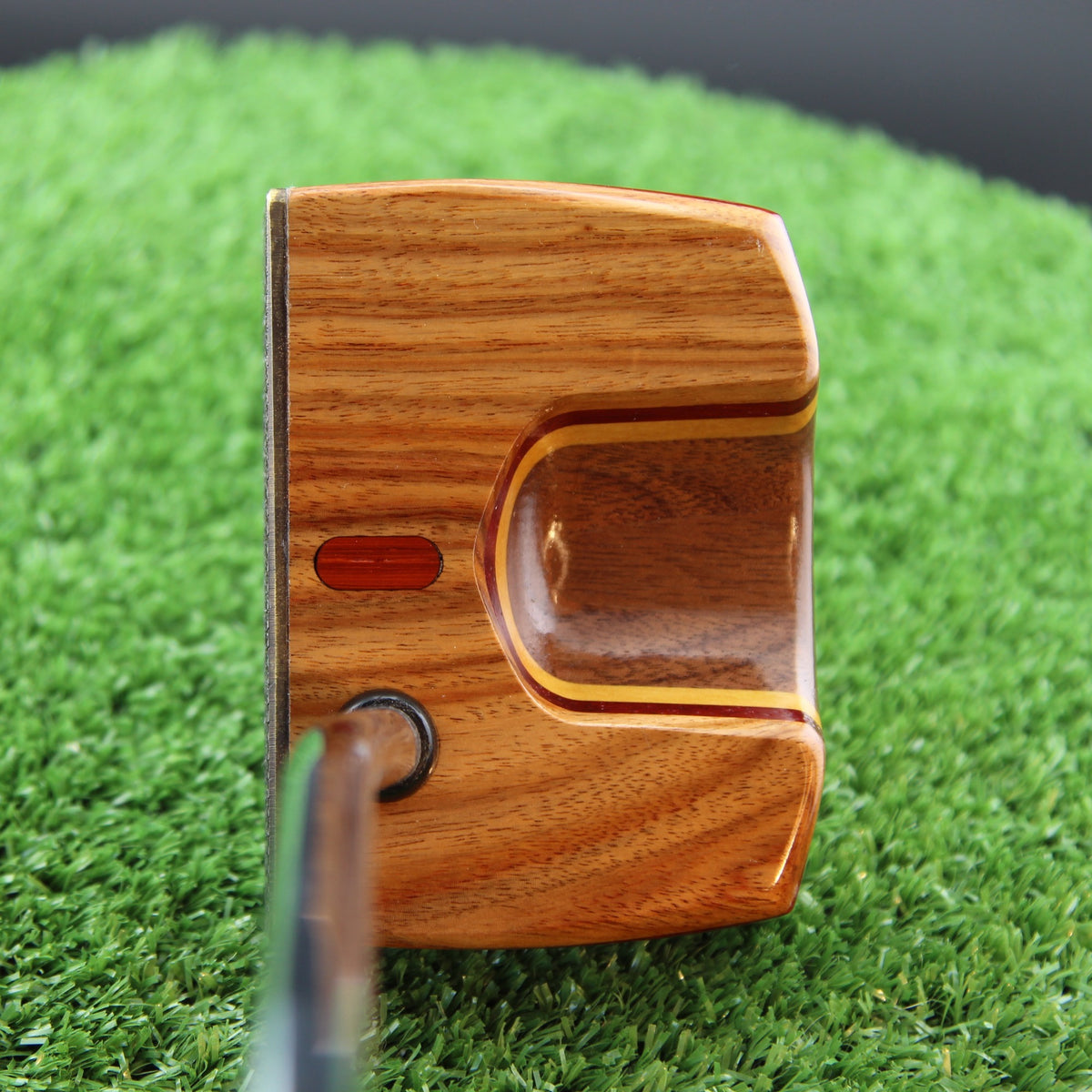 Saddlebrook Putter Canarywood and Walnut with Brass Face Woodrich Regal Putter