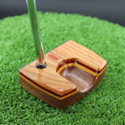 Saddlebrook Putter Canarywood and Walnut with Brass Face Woodrich Regal Putter