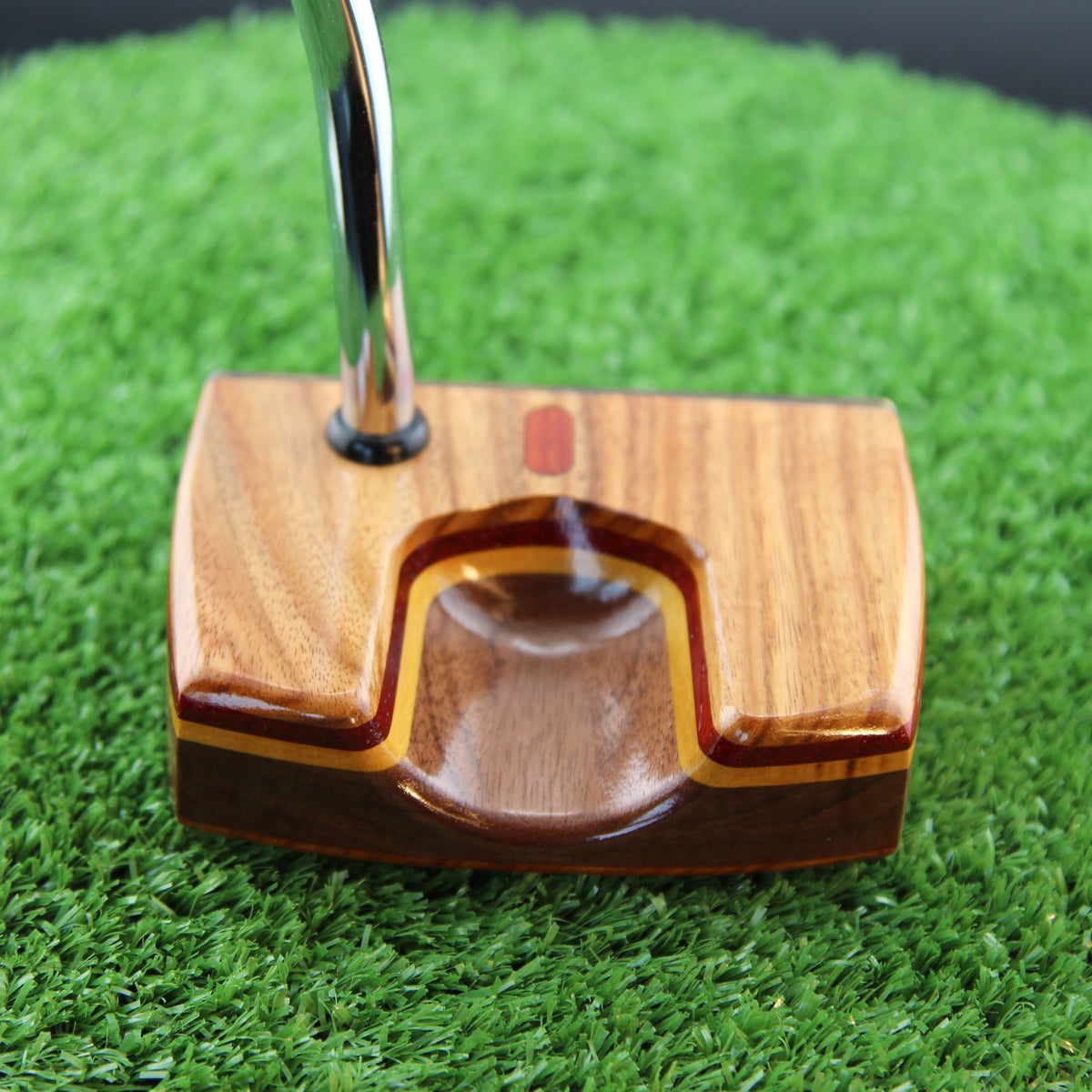 Saddlebrook Putter Canarywood and Walnut with Brass Face Woodrich Regal Putter