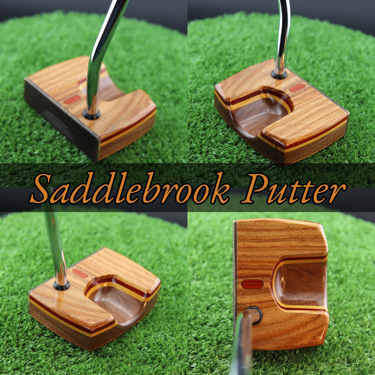 Saddlebrook Putter Canarywood and Walnut with Brass Face Woodrich Regal Putter