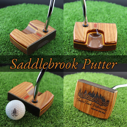 Saddlebrook Putter Canarywood and Walnut with Brass Face Woodrich Regal Putter