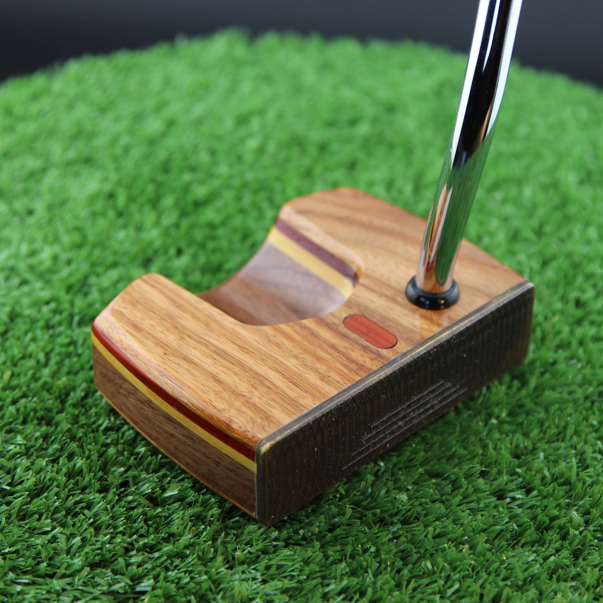 Saddlebrook Putter Canarywood and Walnut with Brass Face Woodrich Regal Putter