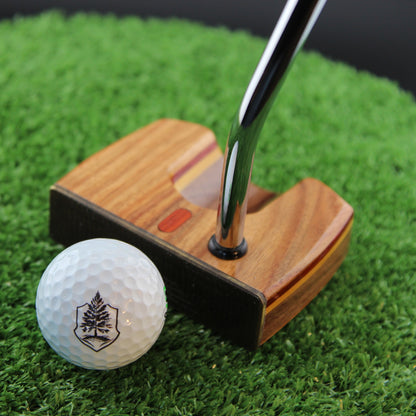 Saddlebrook Putter Canarywood and Walnut with Brass Face Woodrich Regal Putter