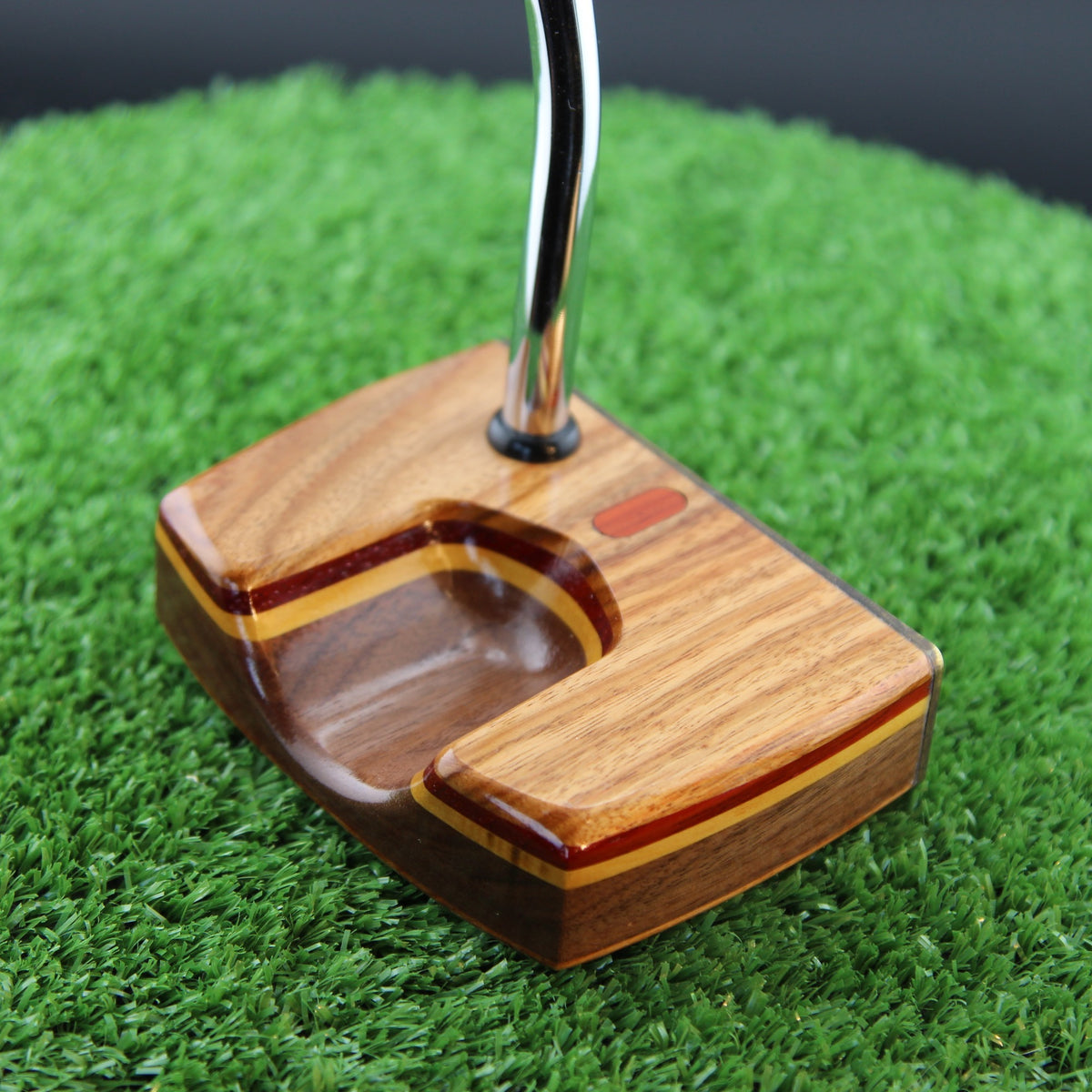 Saddlebrook Putter Canarywood and Walnut with Brass Face Woodrich Regal Putter