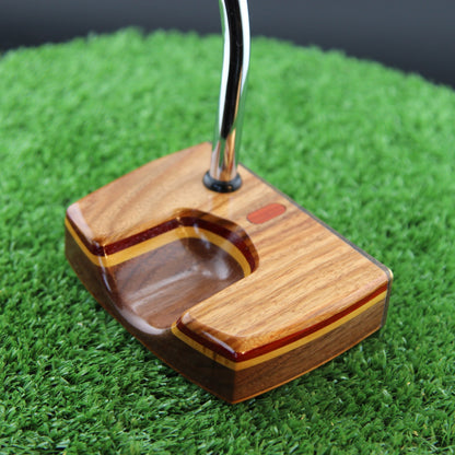 Saddlebrook Putter Canarywood and Walnut with Brass Face Woodrich Regal Putter