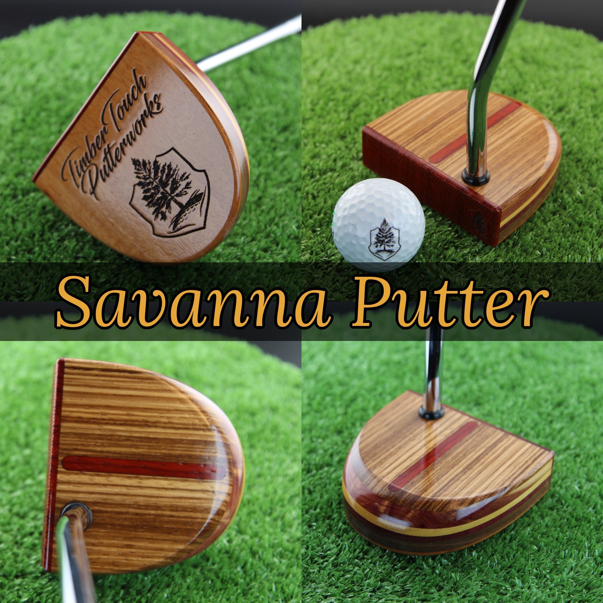 Savanna exotic African wood putter Zebrawood and Tigerwood putter