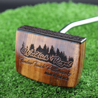 TimberTouch Tuxedo blade wood putter with Tigerwood, Rosewood and Walnut center shaft zero torque – back view
