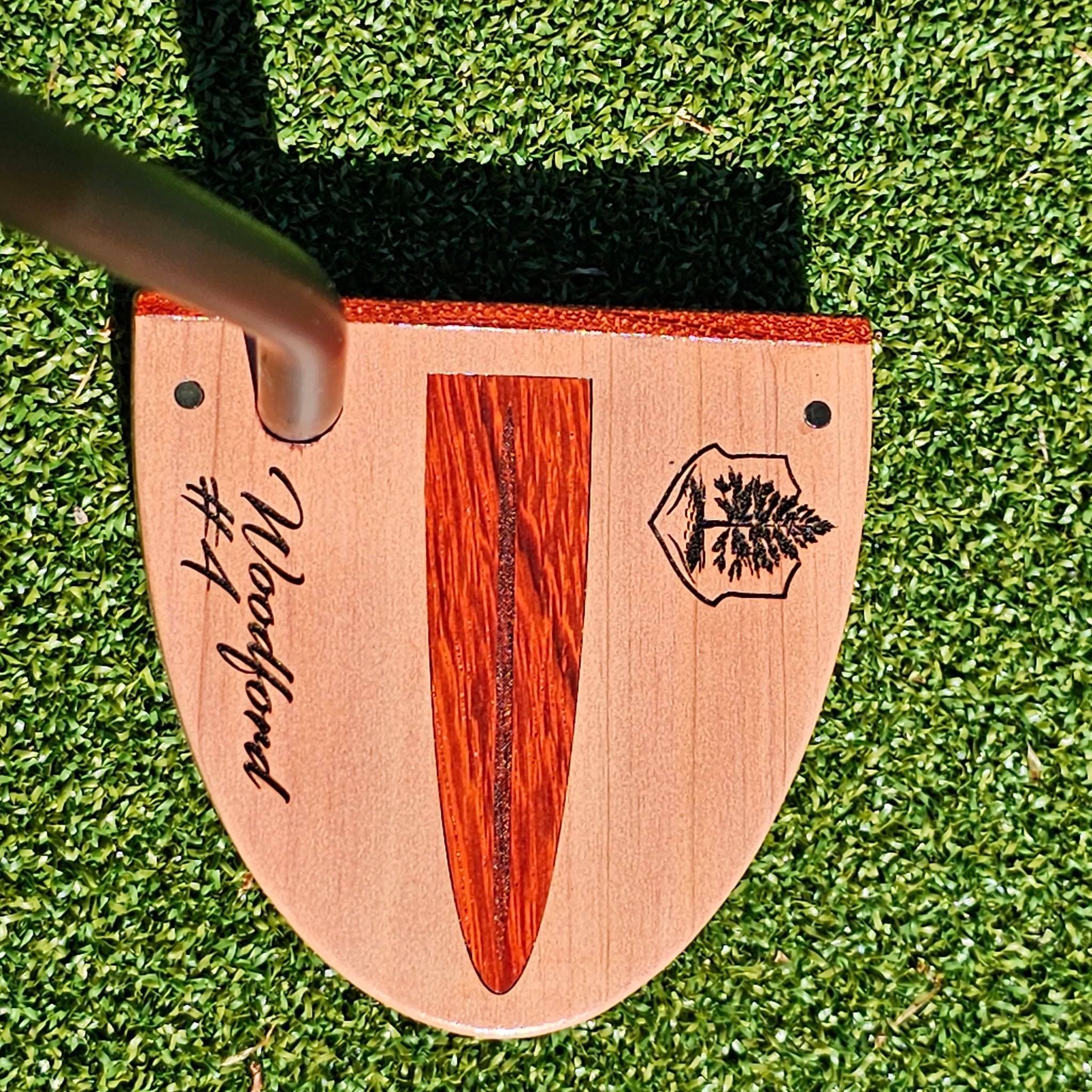 Red Cedar Body putter with Padauk wood inlay and Padauk Face plate