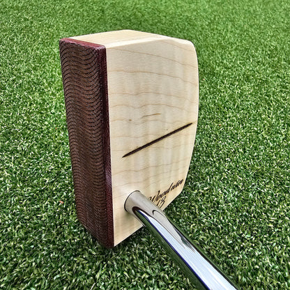 Maple Body, curly maple top putter with Purpleheart Face plate