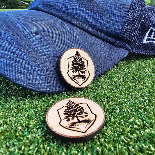 Laser etched ball markers (2 pack) with TimberTouch logo