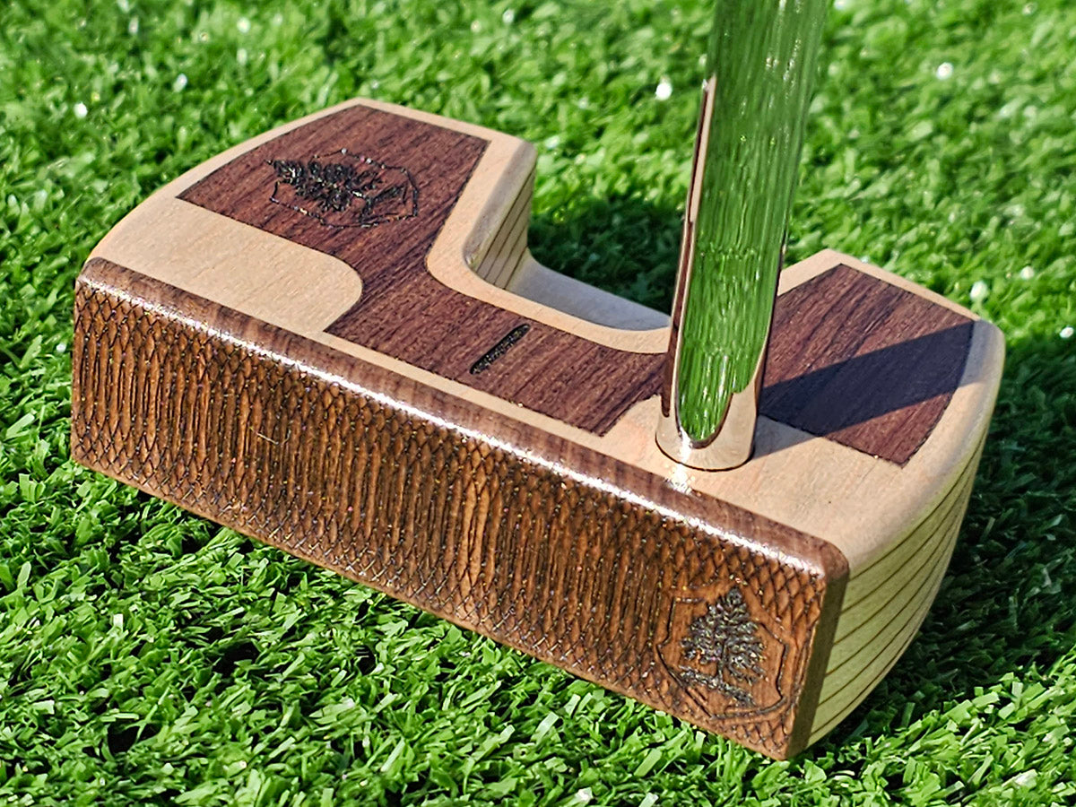 Wooden Touch Wood Putter: 35 authentic 1/2” w Head Cover Golf Larkin Grip Great Condition